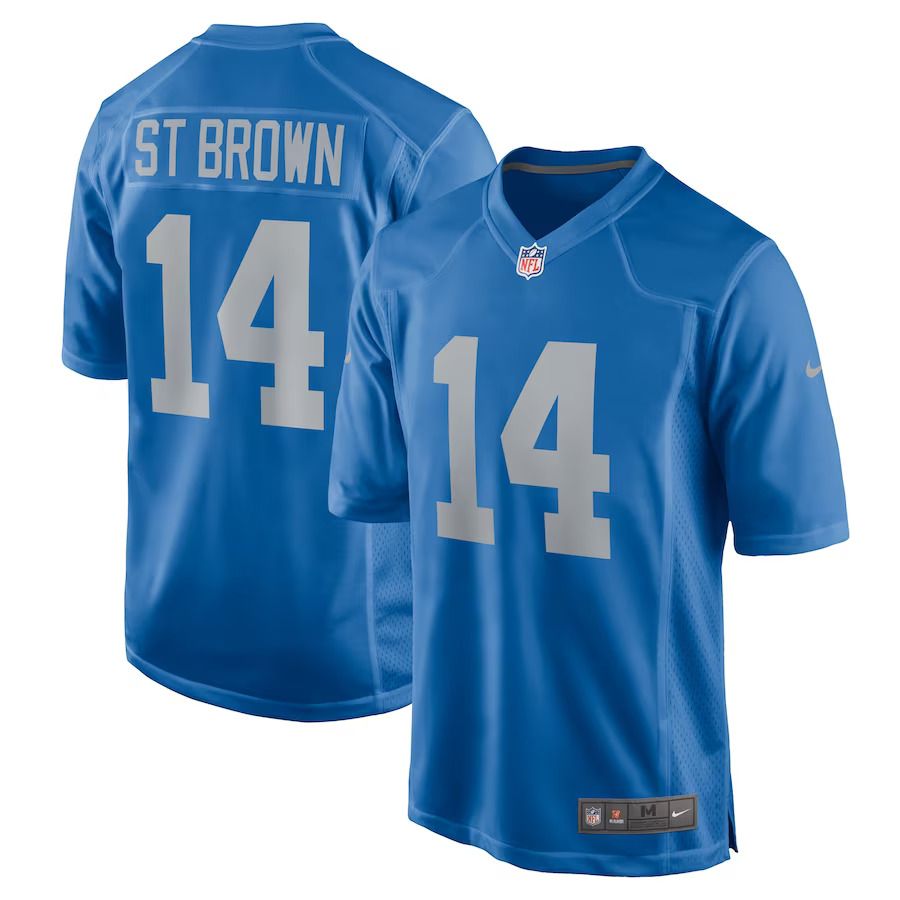 Men Detroit Lions #14 Amon-Ra St. Brown Nike Blue Player Game NFL Jersey